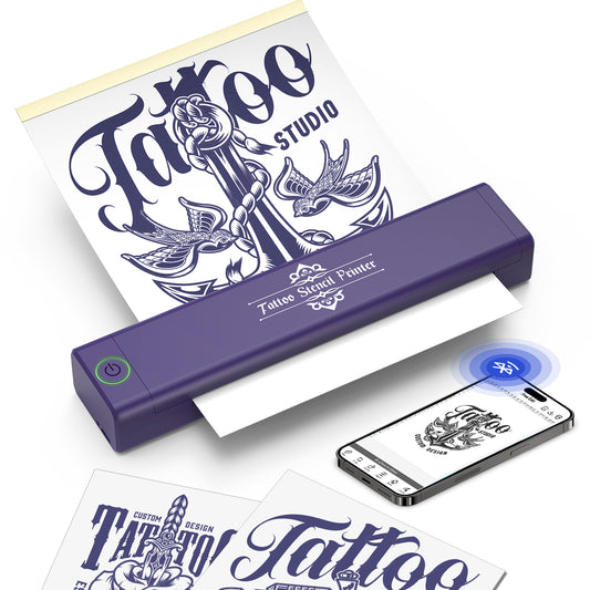 H2 Tattoo Stencil Printer - Bluetooth & USB Tattoo Beginners, Artist Compatible with iOS, Android, Windows, MAC, Linux
