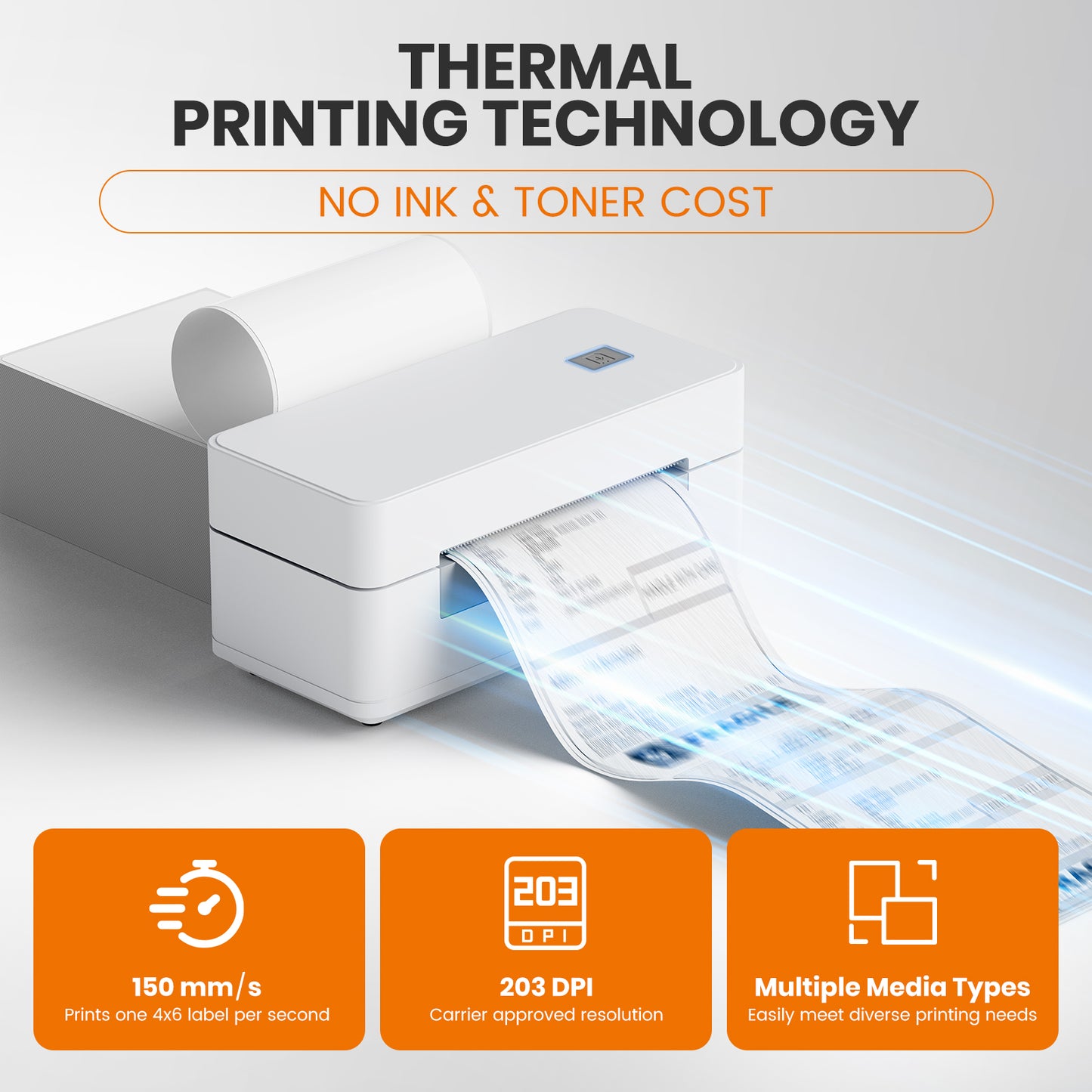 D464B Thermal Shipping Label Printer Bluetooth & USB Compatible with Windows, Mac, Linux, iOs and Android