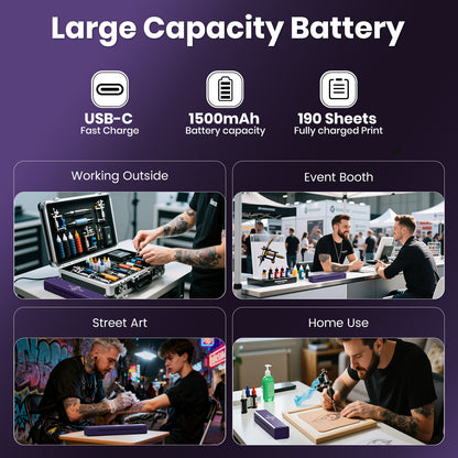 H2 Tattoo Stencil Printer - Bluetooth & USB Tattoo Beginners, Artist Compatible with iOS, Android, Windows, MAC, Linux