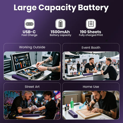 Tattoo Stencil Printer Wireless Bluetooth Portable Thermal Copier Machine with 5 Transfer Papers for Artists & Beginners Compatible with Phone Tablet PC