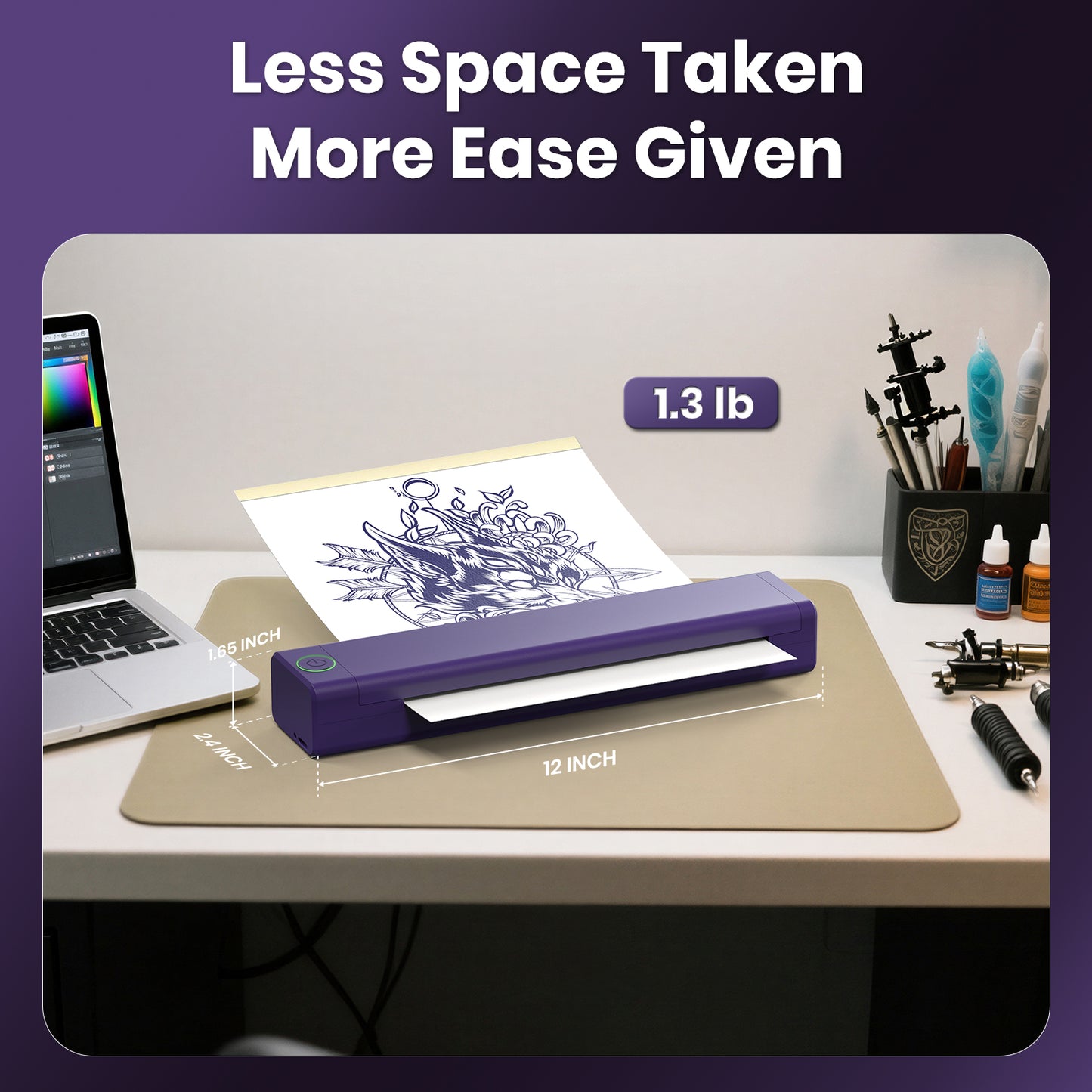 Tattoo Stencil Printer Wireless Bluetooth Portable Thermal Copier Machine with 5 Transfer Papers for Artists & Beginners Compatible with Phone Tablet PC