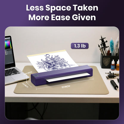 Tattoo Stencil Printer Wireless Bluetooth Portable Thermal Copier Machine with 5 Transfer Papers for Artists & Beginners Compatible with Phone Tablet PC