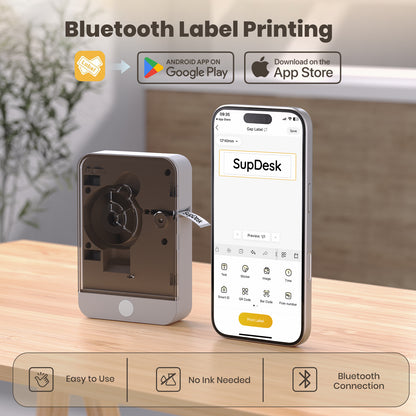 Label Maker Machine with Tape Portable Bluetooth Mini Sticker Printer Wireless Small Labeler with Multiple Templates for Home School Office Organization