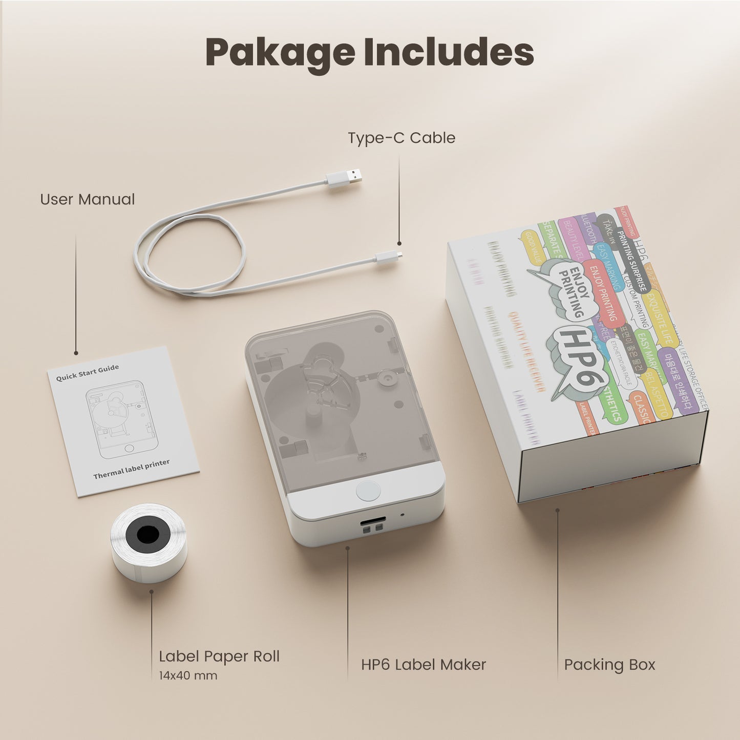 Label Maker Machine with Tape Portable Bluetooth Mini Sticker Printer Wireless Small Labeler with Multiple Templates for Home School Office Organization