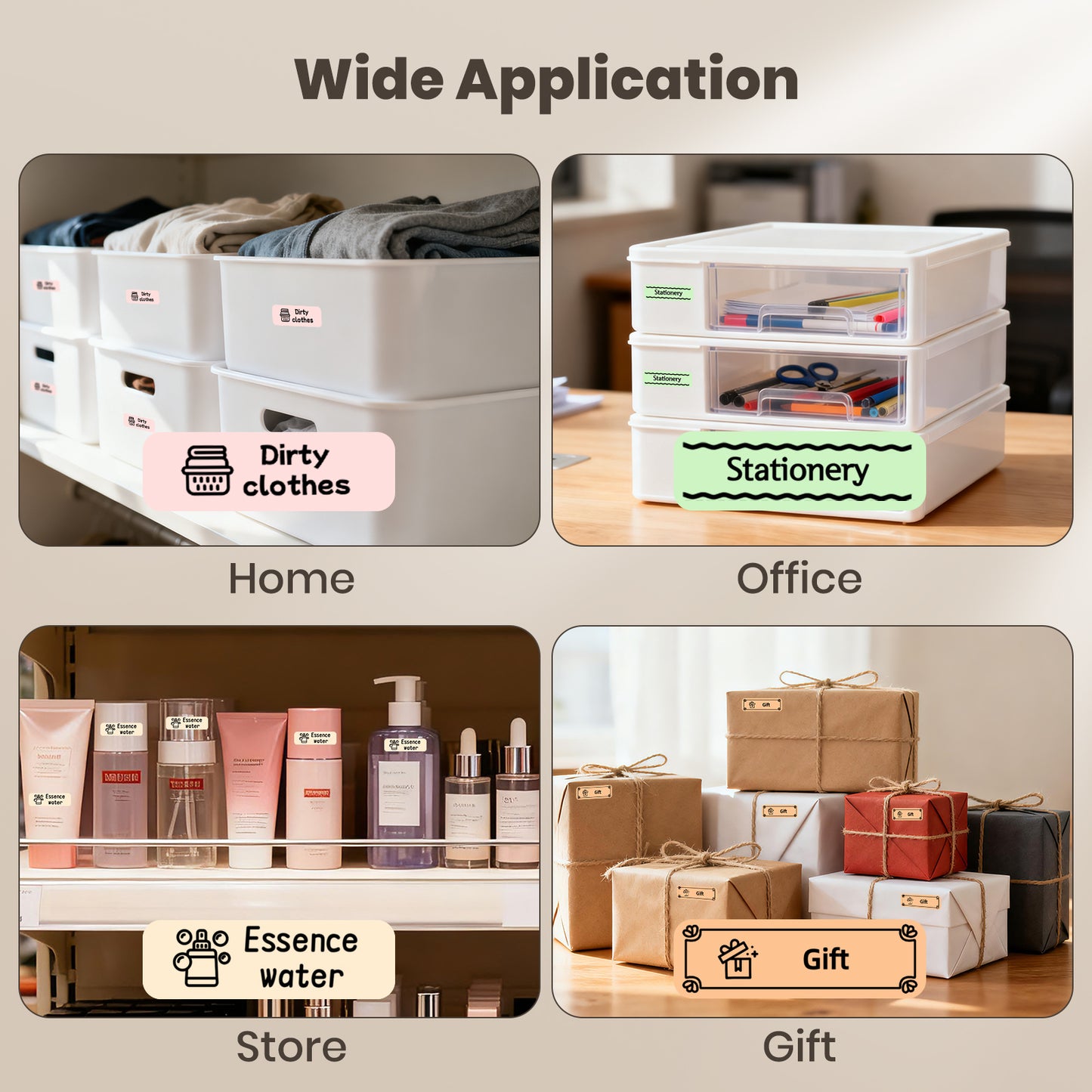 Label Maker Machine with Tape Portable Bluetooth Mini Sticker Printer Wireless Small Labeler with Multiple Templates for Home School Office Organization