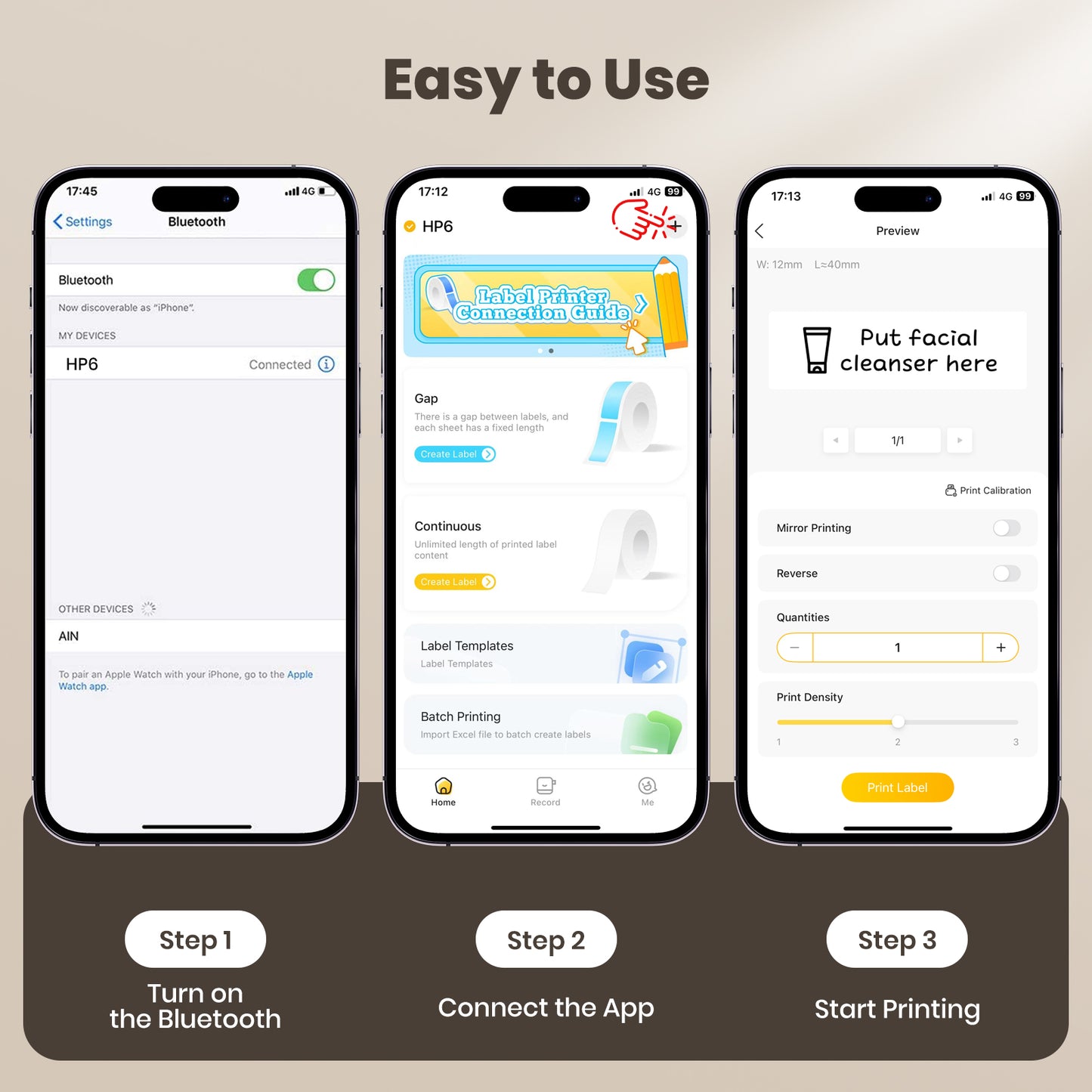 Label Maker Machine with Tape Portable Bluetooth Mini Sticker Printer Wireless Small Labeler with Multiple Templates for Home School Office Organization