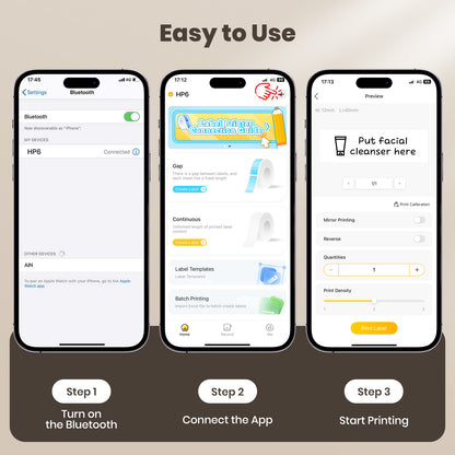 Label Maker Machine with Tape Portable Bluetooth Mini Sticker Printer Wireless Small Labeler with Multiple Templates for Home School Office Organization