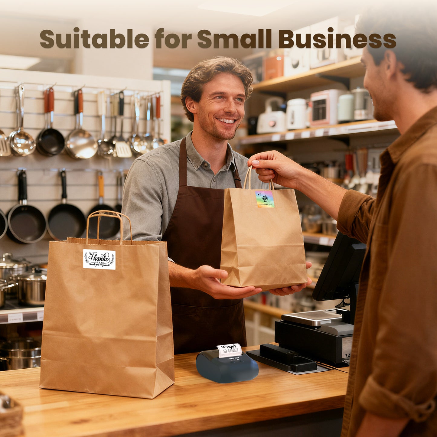 Bluetooth Label Maker Machine Portable Thermal Printer Wireless Inkless Labeler for Small Business Home Office Compatible with iOS Android Mobile