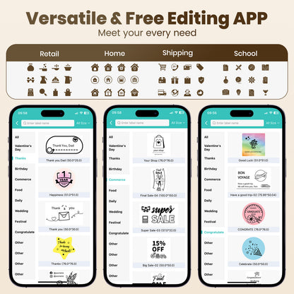 Bluetooth Label Maker Machine Portable Thermal Printer Wireless Inkless Labeler for Small Business Home Office Compatible with iOS Android Mobile