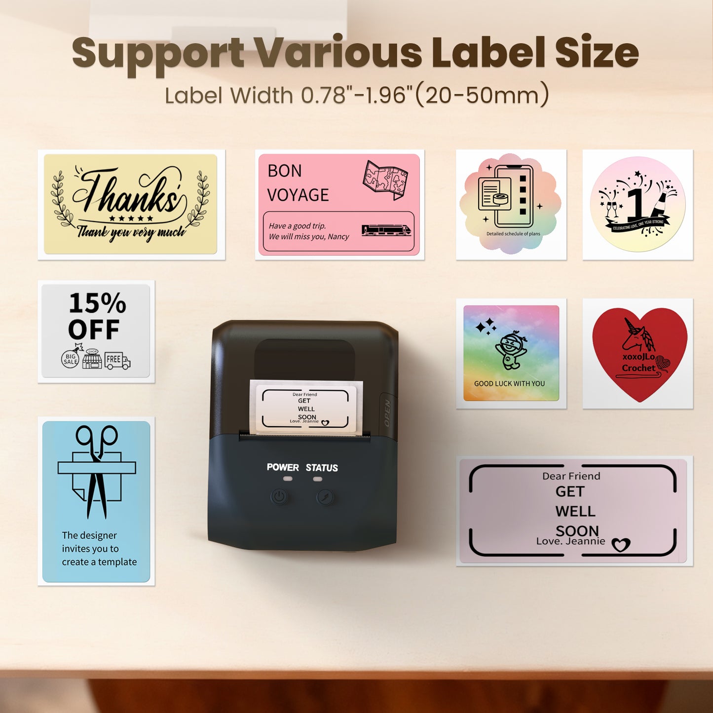 Bluetooth Label Maker Machine Portable Thermal Printer Wireless Inkless Labeler for Small Business Home Office Compatible with iOS Android Mobile