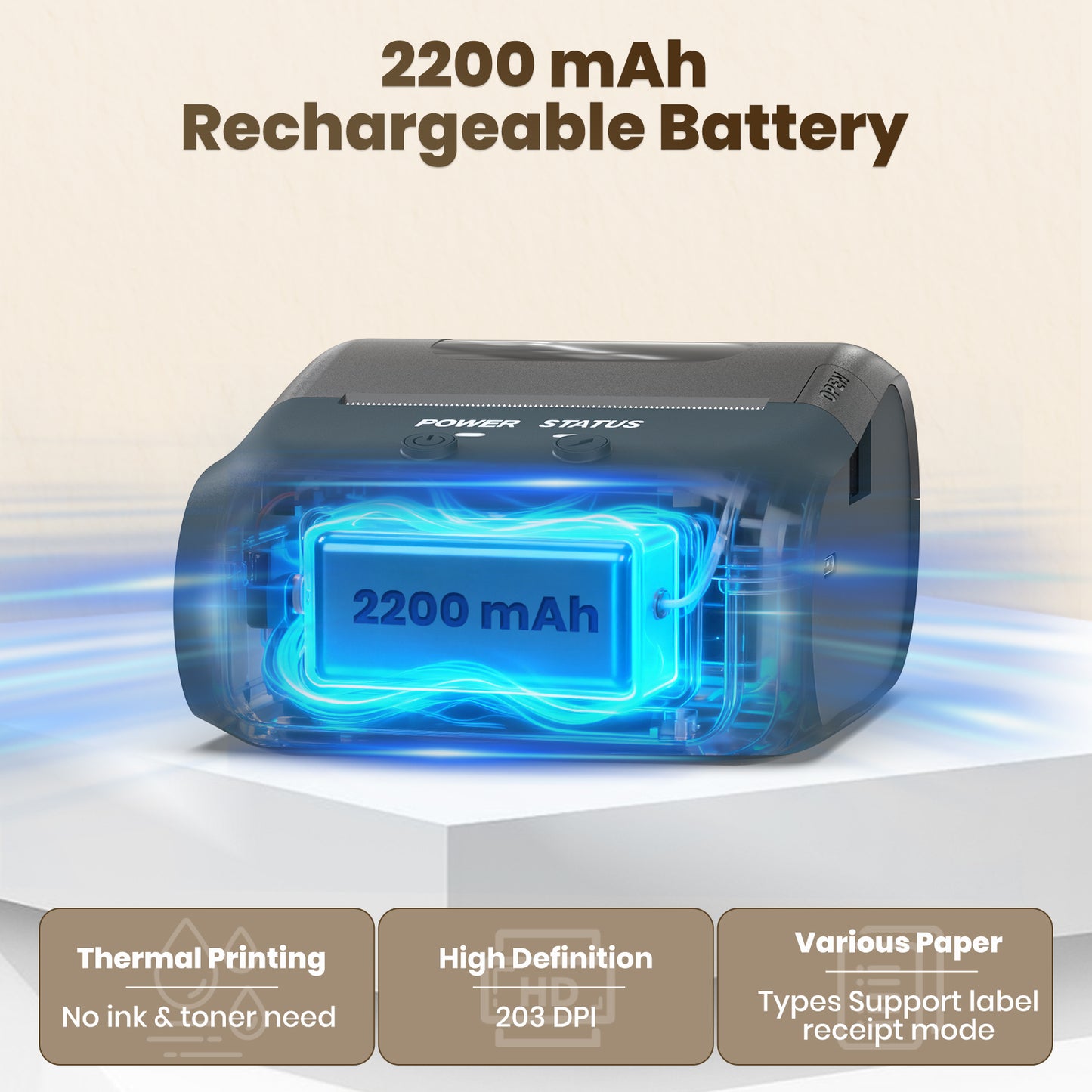 Bluetooth Label Maker Machine Portable Thermal Printer Wireless Inkless Labeler for Small Business Home Office Compatible with iOS Android Mobile