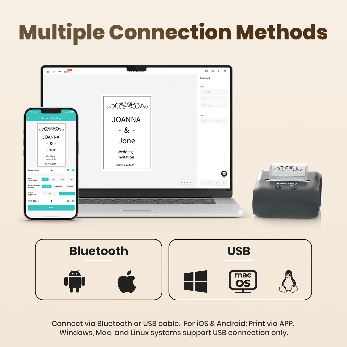 Bluetooth Label Maker Machine Portable Thermal Printer Wireless Inkless Labeler for Small Business Home Office Compatible with iOS Android Mobile