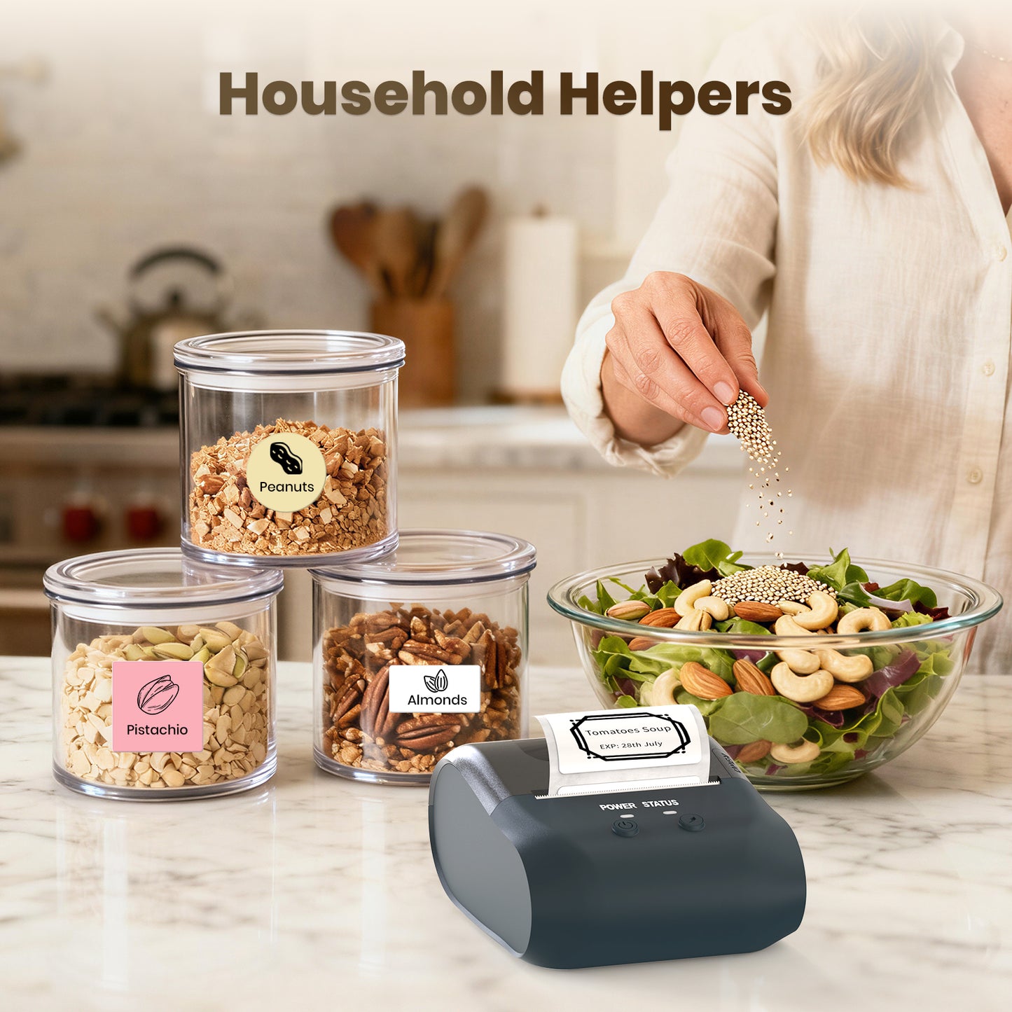 Bluetooth Label Maker Machine Portable Thermal Printer Wireless Inkless Labeler for Small Business Home Office Compatible with iOS Android Mobile