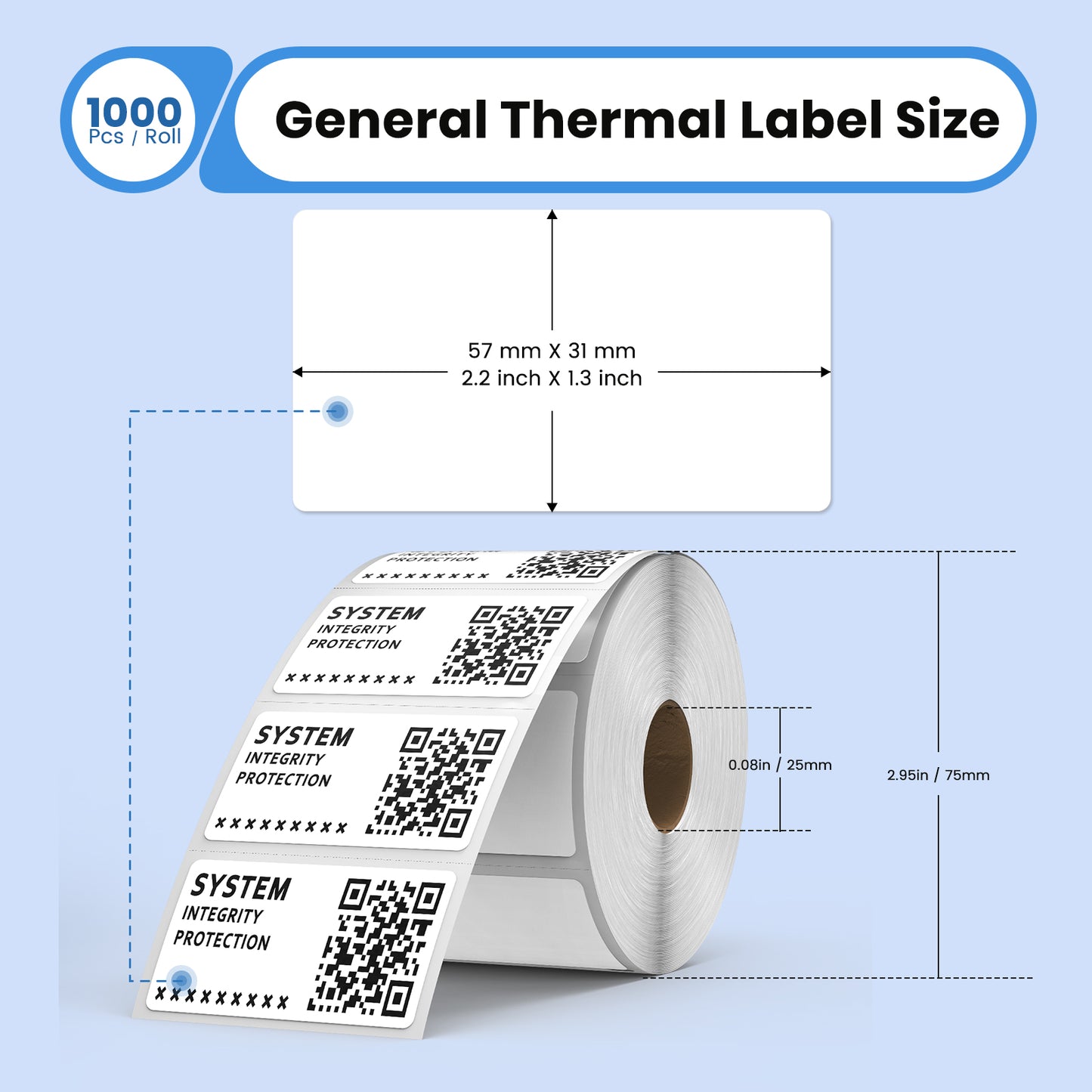 Thermal Labels 1.2 x 2.2 Inch 1 Rolls 1000 PCS