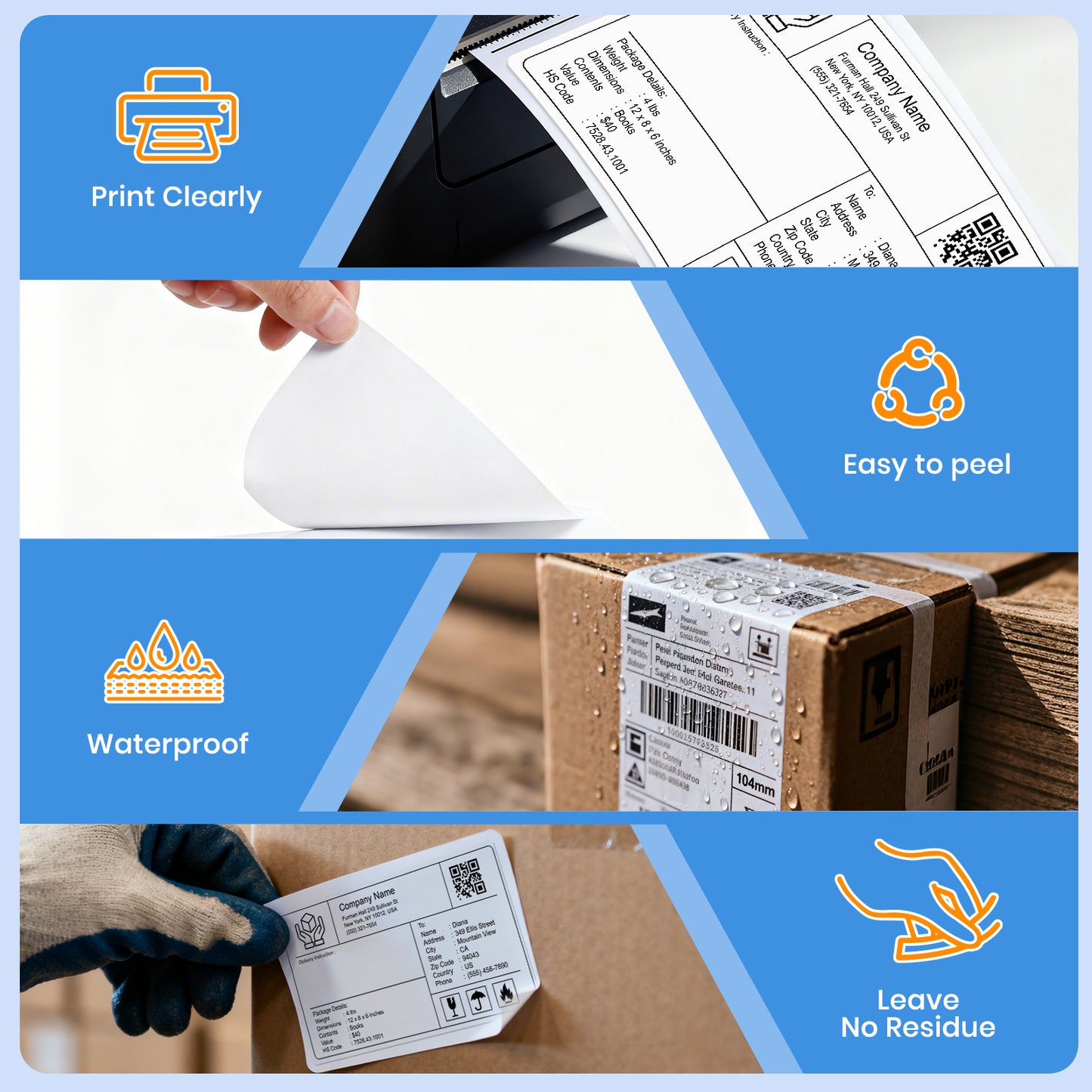 Thermal Labels 4 x 6 Inch 1 Rolls 500 PCS