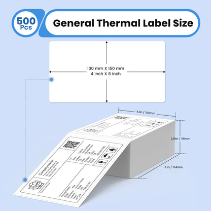Thermal Labels 4 x 6 Inch 1 Rolls 500 PCS