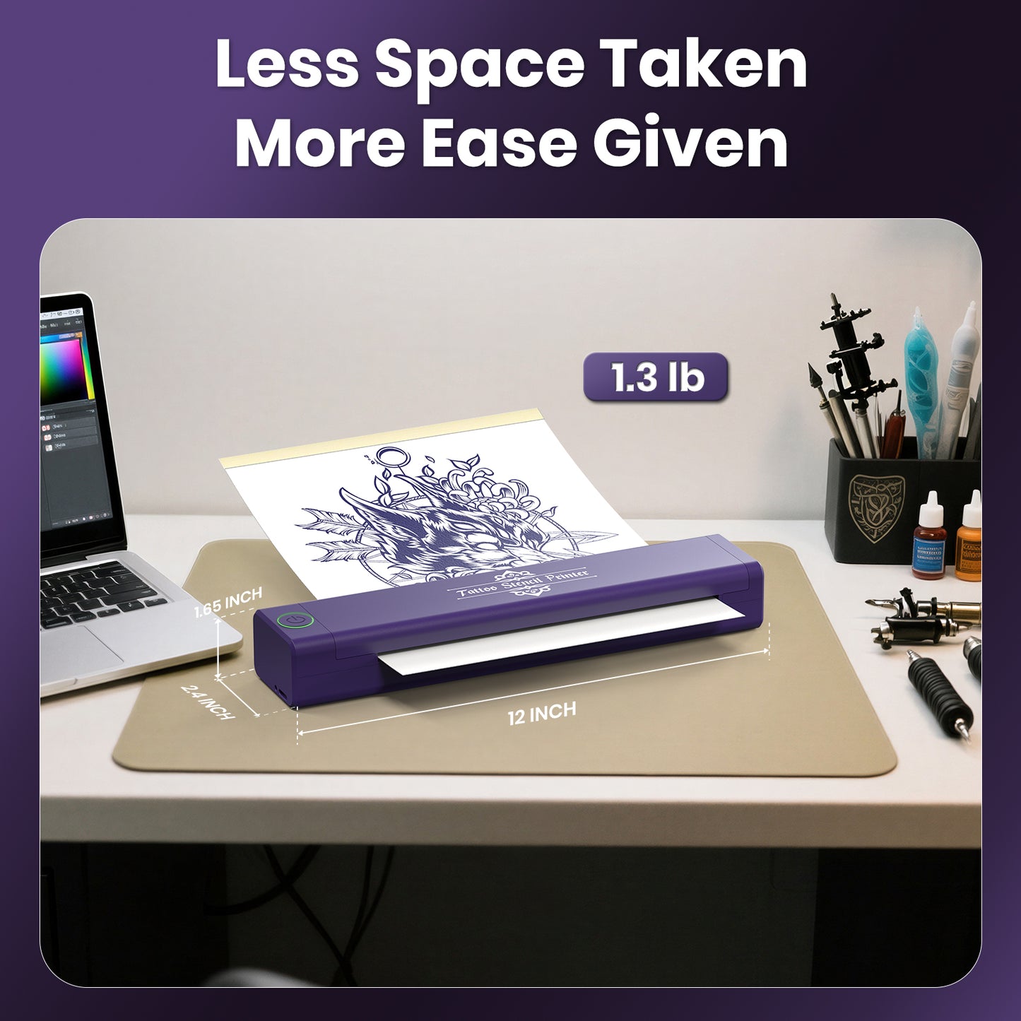 H2 Tattoo Stencil Printer - Bluetooth & USB Tattoo Beginners, Artist Compatible with iOS, Android, Windows, MAC, Linux